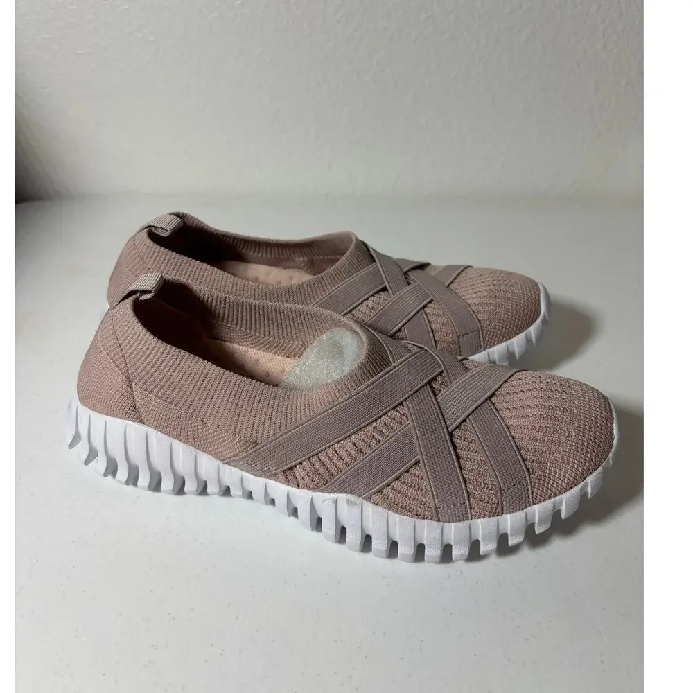 Bernie Mev NWOT Size 8 (EU 39) Dawa Pink Slip-On Woven Knit Comfort Sneakers